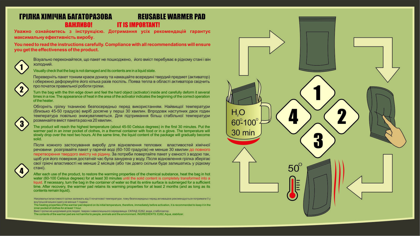 Інструкція по використанню сольової багаторазової грілки WARMARMS